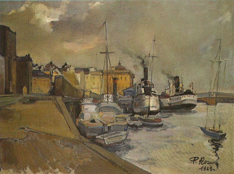 Embankment Neva Leningrad 1945 oil on canvas 76x99